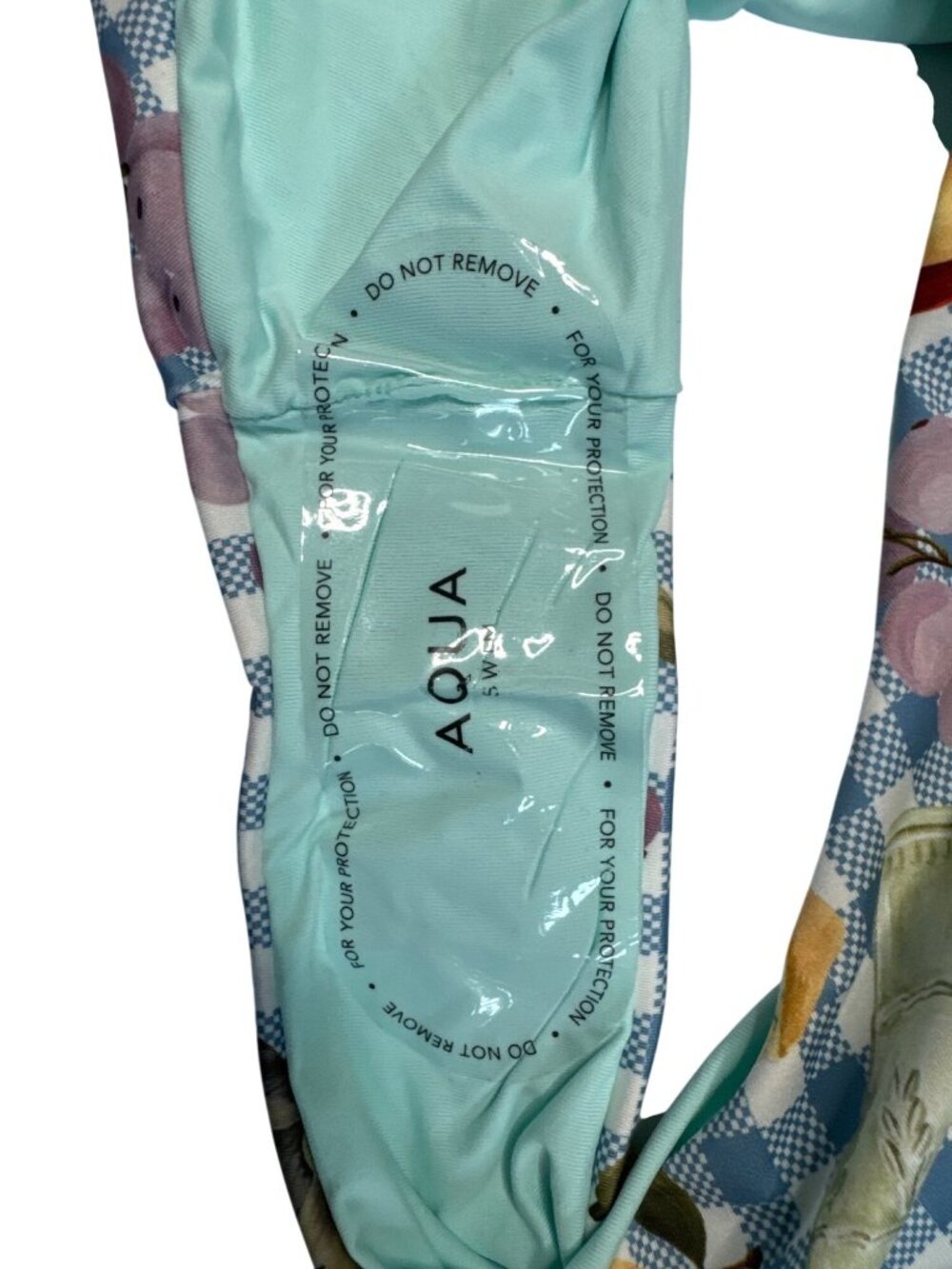 NWT AQUA x Lisa Says Gah Printed One Piece Swimsuit Blue/White Size Medium - Picture 6 of 11